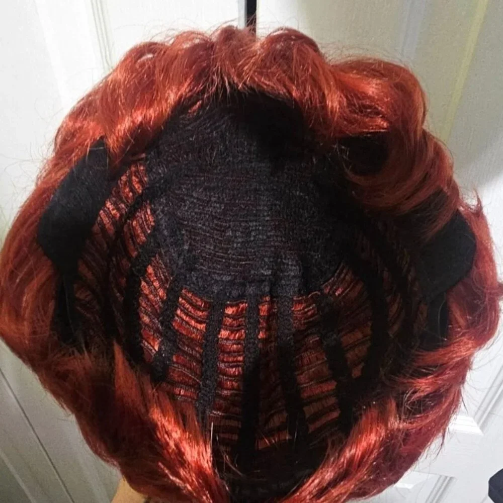 Short Red Wig Glasses Teacher Librarian Grandma Lady 100 Days of School Costume